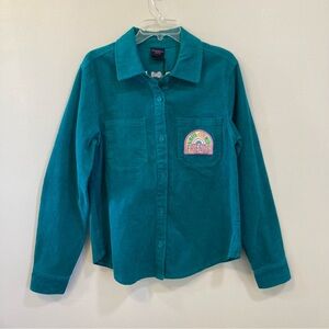 Sanrio Hello Kitty & Friends Sz L Car Shacket Teal Corduroy BoxLunch